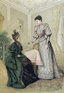 お茶を飲む女性。 1890年頃 作： French School