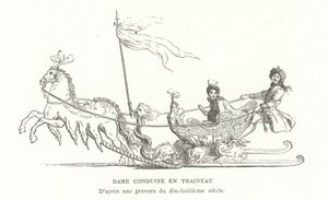 18世紀フランス、そりで旅行する女性 作： French School