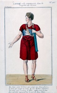 コルネイユ作の悲劇『ホレスの手紙』でホレス役を演じるラフォン（1640年）。19世紀のエングレーヴィング。パリ、コメディ・フランセーズ 作： French School