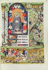 緯度1156 B f.163 11月;鹿狩り、マルグリットドルレアンの時間、1426-38 作： French School