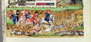 緯度1156 B f.163 11月;鹿狩り、マルグリットドルレアンの時間、1426-38 作： French School