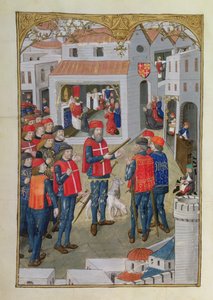 Lat 6067 fol.33vエルサレムの聖ヨハネ騎士団、ロードスの包囲の歴史からロードスを守る準備をした、ギヨームカウラン作、1483年 作： French School