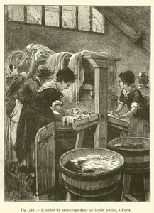 パリの公衆浴場にある石けん工房（エングレービング 作： French School