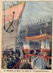帆船「フェリックス・フォール大統領」がル・アーブルで進水"Le petit Journal" 作： French School