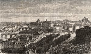 ラヴァル、マイエンヌ、ペイ・ド・ラ・ロワール - V.A.マルト・ブラウン著「La France illustree: Geography, history, administration statistique」に掲載された彫刻。1884 作： French School