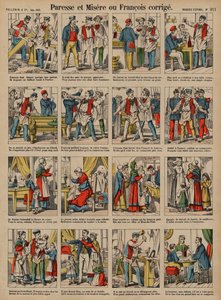怠惰と不幸、またはフランソワが修正した（カラーの彫刻 作： French School