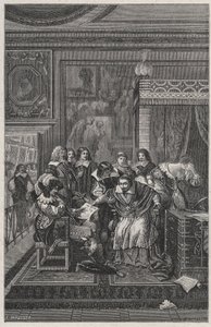 Le Cardinal de Richelieu mourant シャルル・モット（1785-1836）によるリトグラフ（Lithography） ルイ・デュマ作「Les Hommes Celebres de la France」より 1889年 作： French School