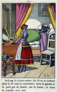 Le Chaperon Rouge dans la chambre du loup - in the "The Little Red Riding Hood", ed.Pellerin, Epinal, n.d. 19日。 作： French School