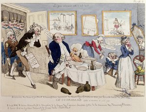 1791年6月21日、ヴァレンヌで逮捕されたルイ16世（1754-93）とフランス王室の風刺画、ルグルマン 作： French School