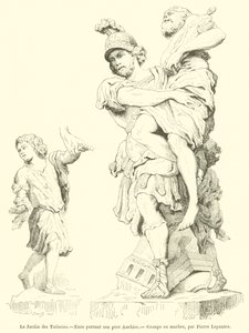 Le Jardin des Tuileries, Enee portant son pere Anchise (e.g. engraving) 作： French School