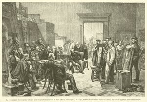 1878年のパリ万国博覧会の絵画を選ぶイギリス人審査員（エングレービング
