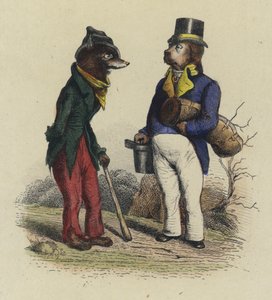 狼と犬」（彩色済み彫刻 作： French School