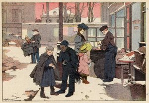 Le Marchand De Marrons, The Chestnut Seller (カラーリトグラフ) 作： French School