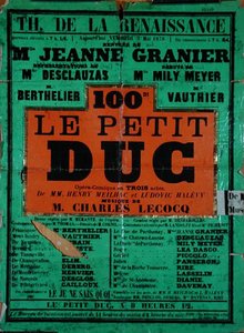 シャルル・ルコックのオペレッタ「Le Petit Duc」（1878年5月、ルネッサンス劇場にて）（カラーリトグラフ 作： French School