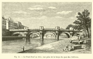 1845年のポンノイフ、ケデオルフェーヴルの銀行からの眺め 作： French School