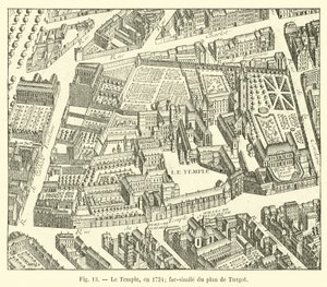 寺院、1734年。 Turgotの計画の複製 作： French School