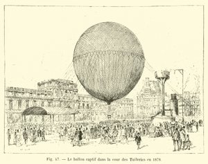 1878年にチュイルリーの中庭にある気球 作： French School