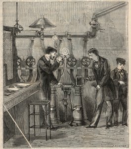 Le bureau de la poste pneumatique à Paris（パリの空気圧郵便局） - Alexis Clerc著「Sciences mises à la range de tous - physics et chimie populaires」に掲載された版画 - 19世紀末 - 個人蔵