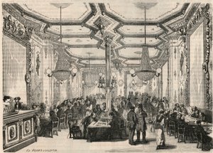 19世紀のパリのカフェ・ピエロン - Edmond Texier 1852年の "Tableau-de-Paris "に掲載された版画。 作： French School