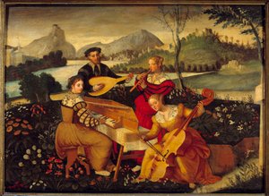 Le concert champetre フランス派の絵画。16世紀 ブールジュ、ベリー美術館 作： French School