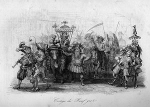 Le cortege du boeuf gras（Marc-Antoine Madeleine Desaugiersの "Le carnival "の歌） in "- CHANS et CHANS POPULES DE LA FRANCE - 1843 - H.- L. DELLOYE, publisher, LIBRAIRIE DE GARNIER. 作： French School