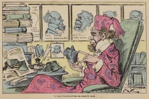 研究室での科学者プーレ＝ガラード（彩色済み彫刻 作： French School
