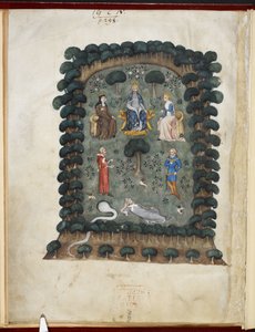 ヴェルジェの歌」、エヴラール・ド・トレマゴンの作とされる、王立MS 19 C IV, f.1v 作： French School