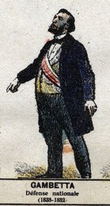 レオン・ガンベッタ（1838-1882）フランスの政治家。Galeriede Kings and Queens of France and illustrious characters from 1643 to 1895」にて エピナルの画像。 作： French School
