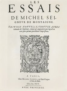 ミシェル・ド・モンテーニュの「エッセー」（1595年出版）（エングレービング 作： French School