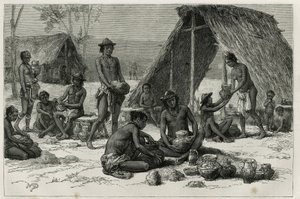 陶器を作るインド人ガリビス（またはカリナス）、D.Maillartの彫刻、1876年から1877年にかけてフランス海軍の医師ジュール・クレヴォー博士が行ったギアナ奥地の探検航海を説明するためのもので、「tour du monde」誌に掲載された。