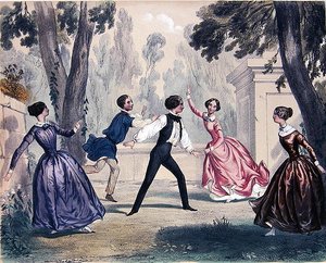 ザ・フォー・コーナーズ」1830-40年頃（カラーリトグラフ） 作： French School