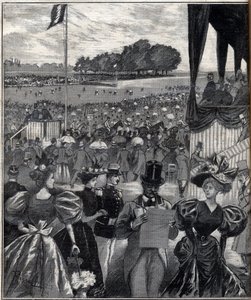 Les courses de lyon（リヨンの競馬場） - グランプリの後 - 1895年の「Le Progres illustrious」に掲載された版画 作： French School