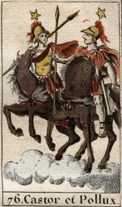 Dioscuri Castor and Pollux (Dioskouroi) Pierre Blanchard 1803の "Mythologie de la jeunesse "より。 作： French School