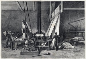 Les grandes usines - Dyeing erie Boutarel a Clichy la Garenne - Le mesh des Etoffes - 1869年のエングレーヴィング。