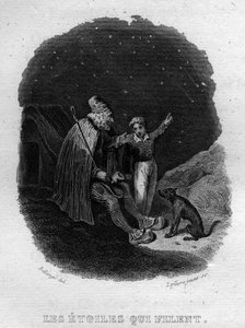 Les stoiles qui filent Chanson de Beranger in "Oeuvres completes" (1834) by Pierre Jean de Beranger (1780-1857) フランスの詩人、作詞家。 作： French School