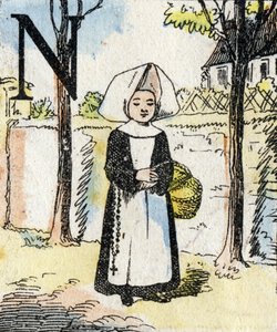 尼僧としての手紙M少女小さな女の子のABCエピナールイメージング 作： French School