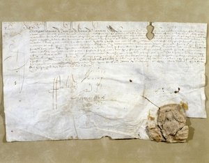 アンリ4世が署名した書簡で、ディナンが返還された後にプレジールとして制定されたもの。 作： French School