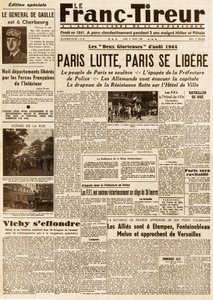 パリの解放 - 1944年8月21日付フラン・ティロワ第38号 - Paris lutte, paris ce liberere 作： French School