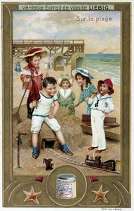 リービッヒの色版画シリーズ "ビーチ・ゲーム "の子供たち sd.19世紀