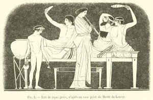 ギリシャの食事用ベッド（彫刻 作： French School
