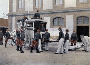 負傷者を救急車に乗せる - 「軍事アルバム」の中で - クルー・トレイン 作： French School
