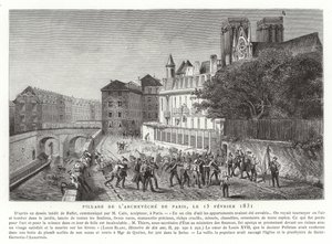 1831年2月15日、パリの大司教の宮殿の略奪 作： French School