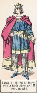 ルイ7世、第41代フランス王、1137年に即位、1180年に死去（カラー図版 作： French School