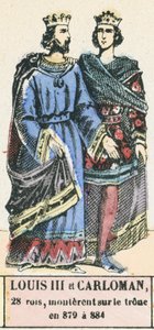 879年から884年にかけて28人の王が即位したルイ3世とカルロマン（カラー図版 作： French School