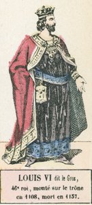 太っちょルイ6世、第46代王、1108年に即位、1137年に死去（彩色済み彫刻 作： French School