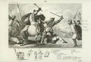 1119年のブレネヴィルの戦いでイギリス人と戦うフランスのルイ6世。