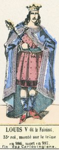 第35代王ルイ5世、986年に即位、987年に死去、「カルロビンジアンの終焉」（彩色された彫刻作品
