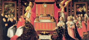 ルイ13世（1601-43）オーストリアのアン（1601-66）スペインのインファンタとガストンドフランス（1608-60）聖餐式の前のオルレアン公 作： French School