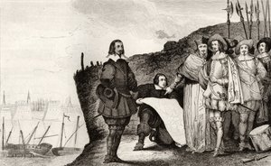 1628年10月、ラロシェルの包囲戦でルイ13世（1602〜43年）が、コラートの「フランスの歴史」から1840年に出版 作： French School