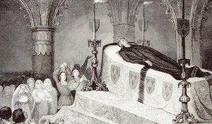 1840年頃に出版されたコラールの『フランス史』から「葬儀用の台車に乗った人民の父ルイ12世（1462-1515）」（エングレーヴィング） 作： French School